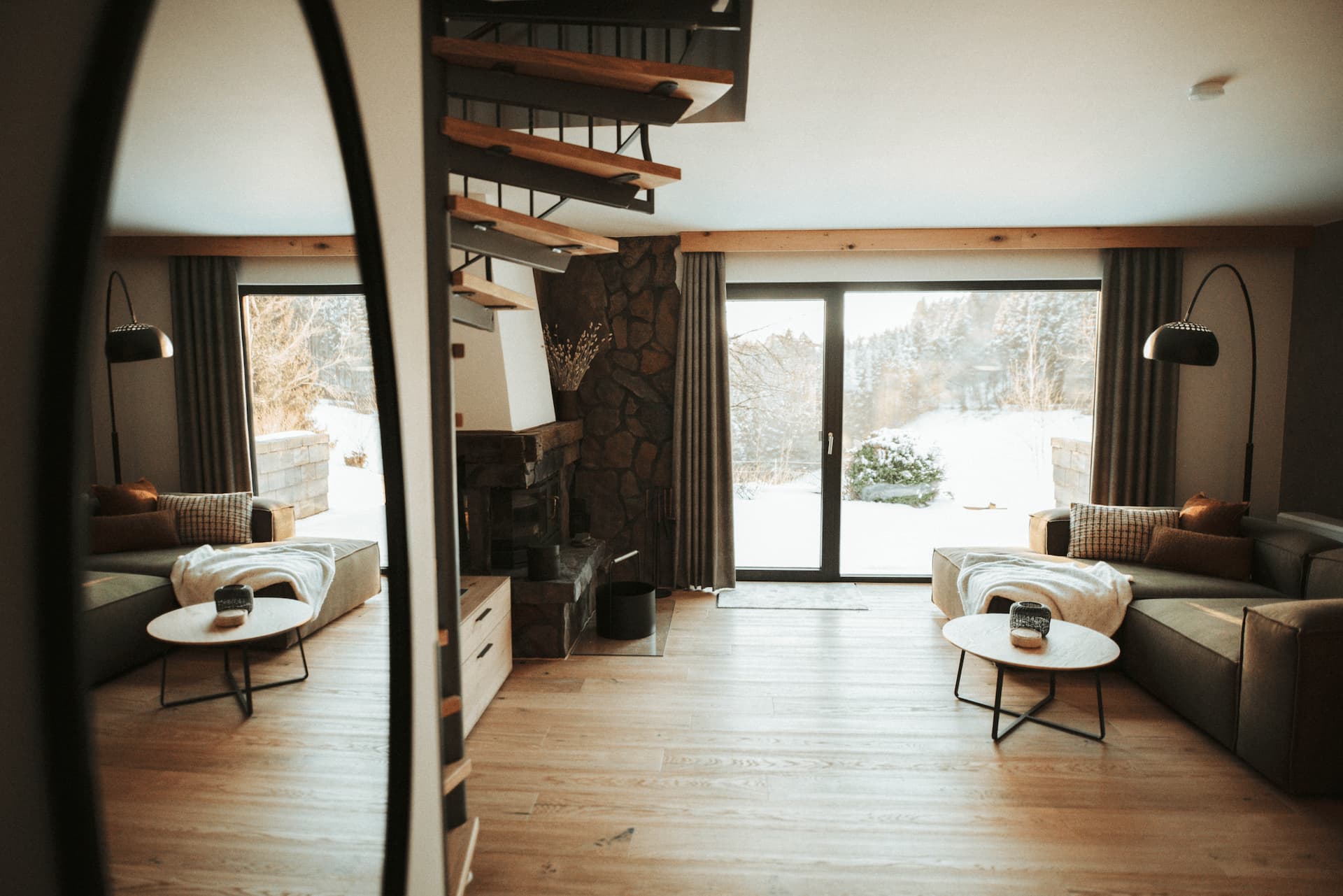 Asten Chalet Wiese Wohnzimmer